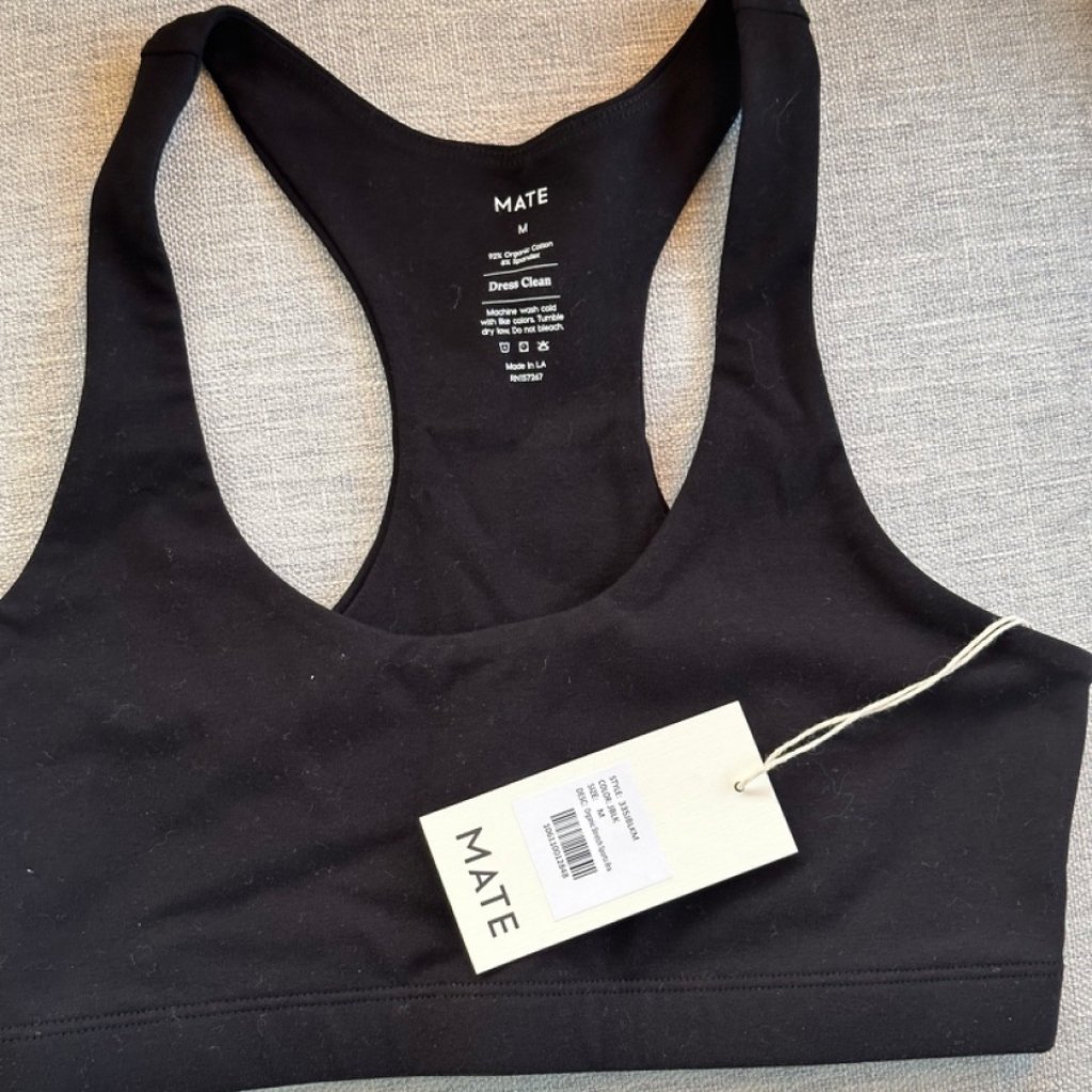 Mate The Label! Black Sports Bra + Organic Fleece Relaxed Pocket Sweatpant
